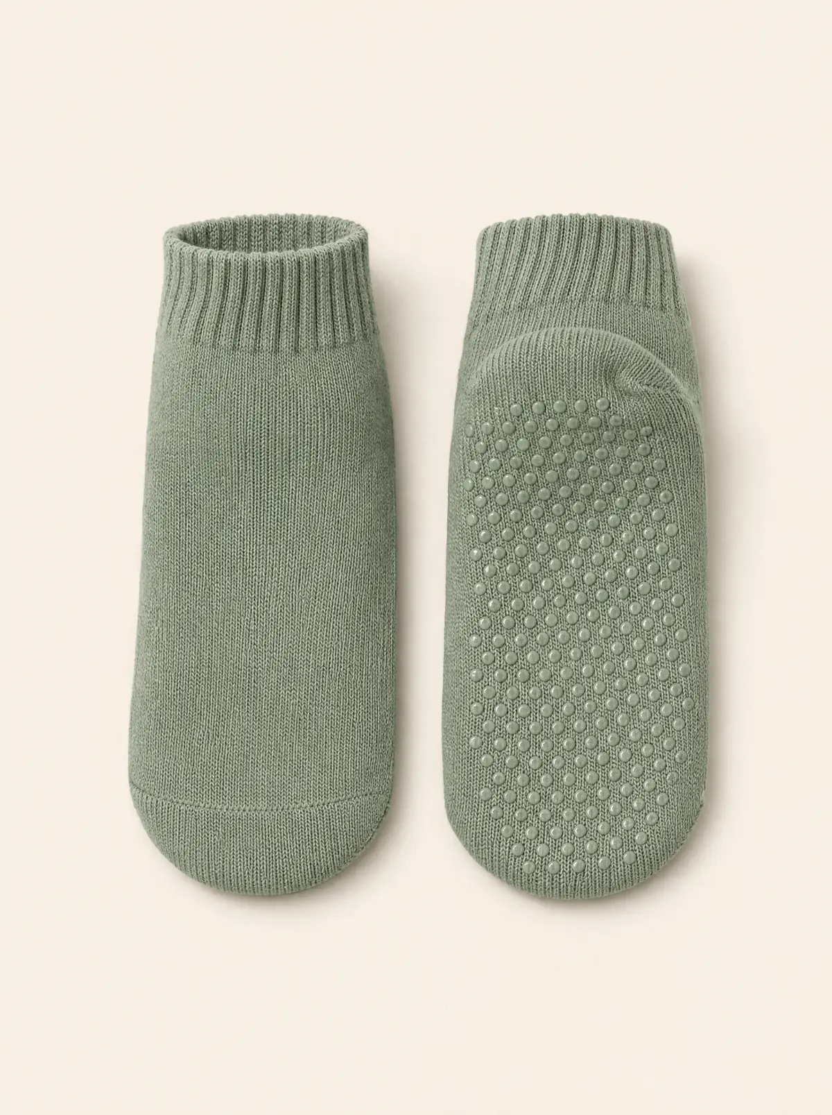 Sage closed-toe ankle grip socks, flat lay